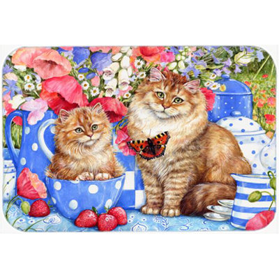 Caroline's Treasures Blue Cats Glass Cutting Board