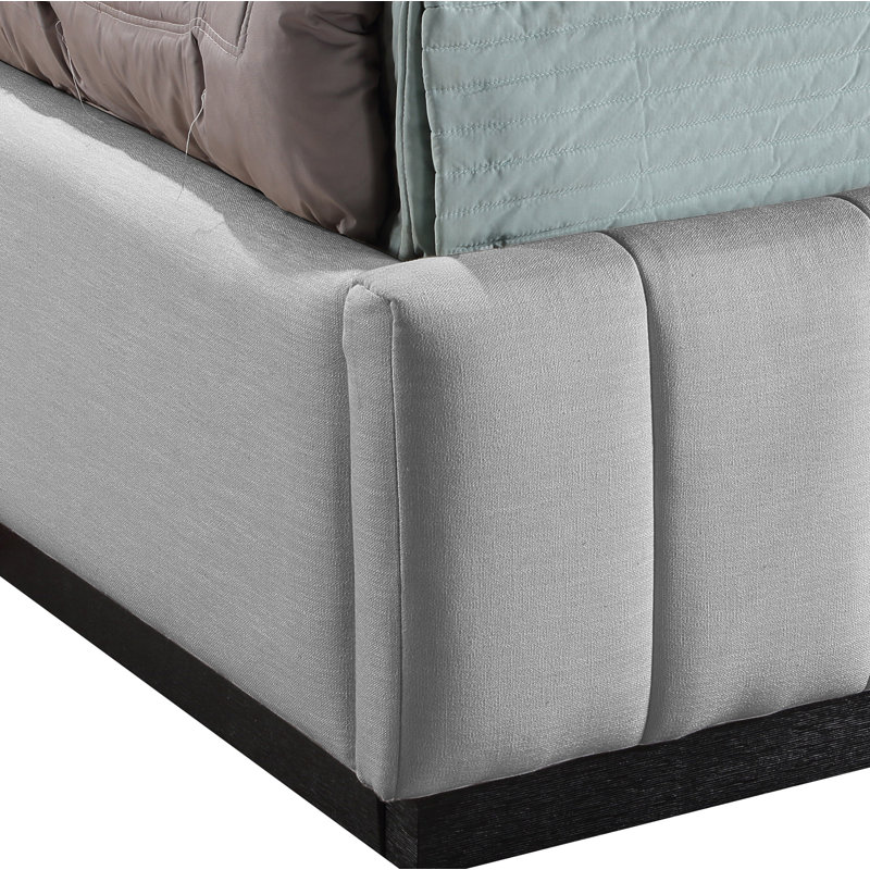 Codyn Upholstered Platform Bed, Grey Linen Textured Fabric, Full / Double