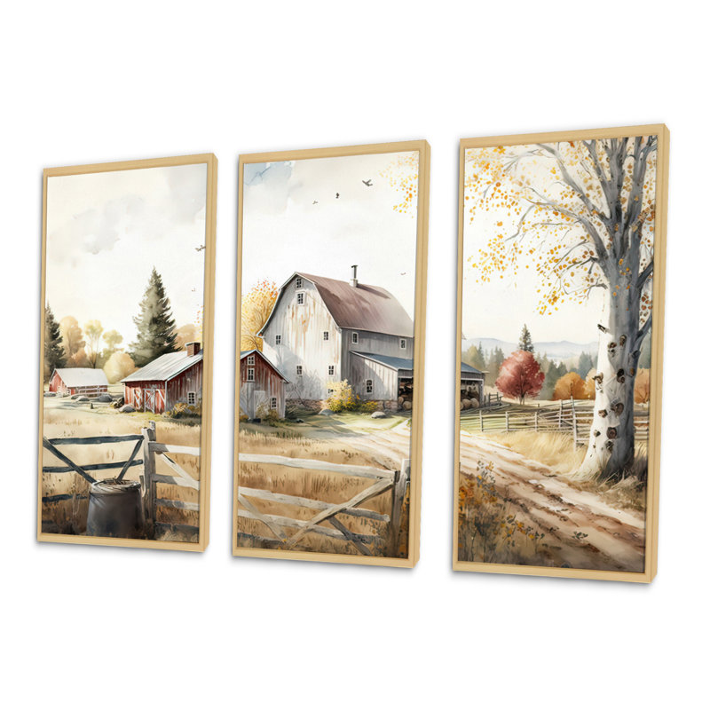 Azaiah - 3 pièces sur toile, H 28 po x l 36 po, Cadre flottant en érable