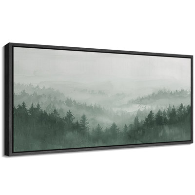 Woodland Forest Landscape " Silent Forest In Fog Mystical Trees Landscape Modern Art Calm Warm Extra Large Artwork Pictures "