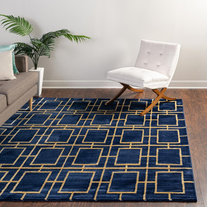 Tapis bleu marine Corando, Rectangle 7 pi 1 po x 10 pi