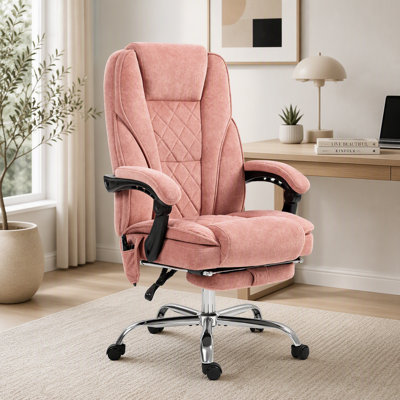 Fauteuil de massage avec repose-pieds, fauteuil de bureau de direction avec 6 points de vibration et chaleur, fauteuil d'ordinateur inclinable, fauteuil de bureau pivotant, hauteur réglable