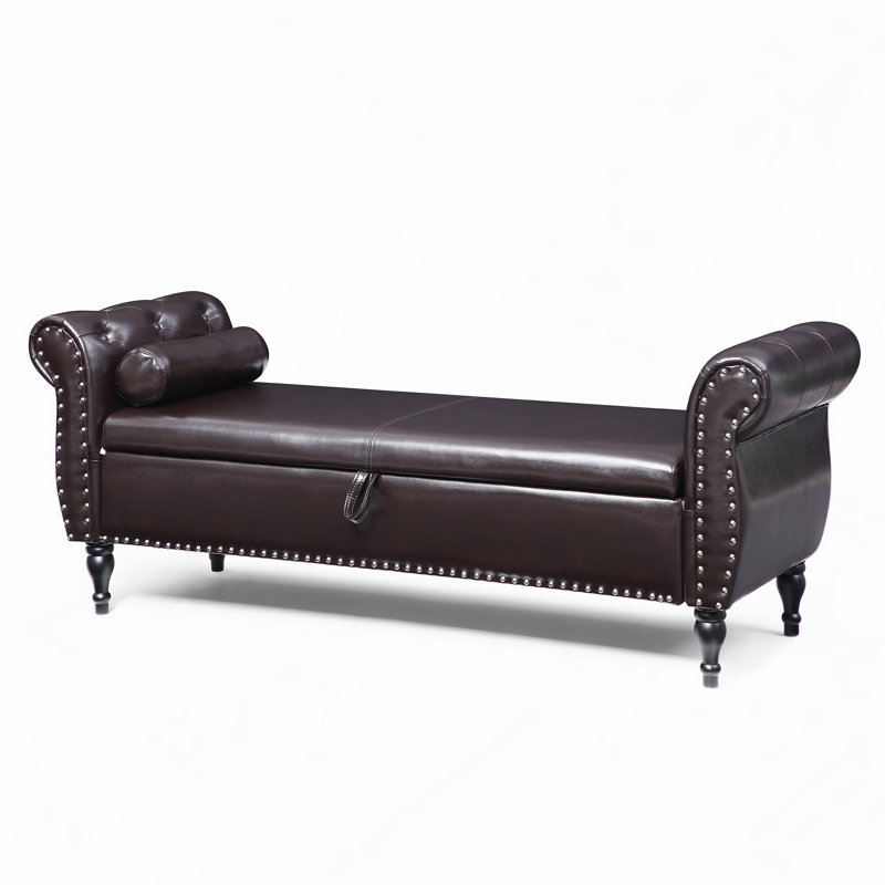 Upholstered Bed Bench Flip Top Storage, Brown