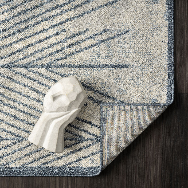 Tapis gris en polypropylène tissé à la machine Douglasville, Rectangle 6 pi 7 po x 9 pi 1 po