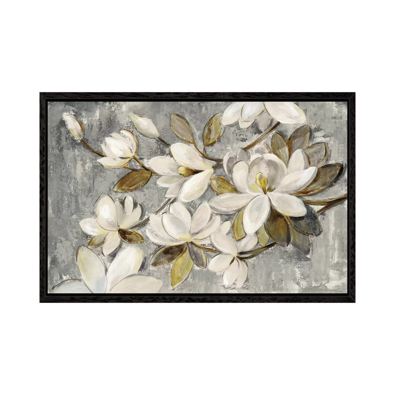 Magnolia Simplicity by Silvia Vassileva - Wrapped Canvas Painting, Black Floater Framed, 101.6 cm H x 66.04 cm W