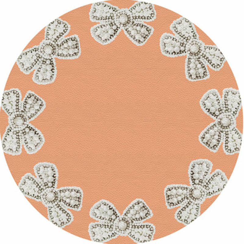 Bow Vegan Leather Round Pebble Placemat, Peach