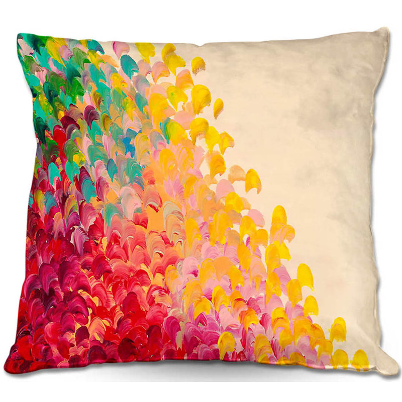 Reversible Throw Pillow, 20" x 20", Red/Yellow/Green