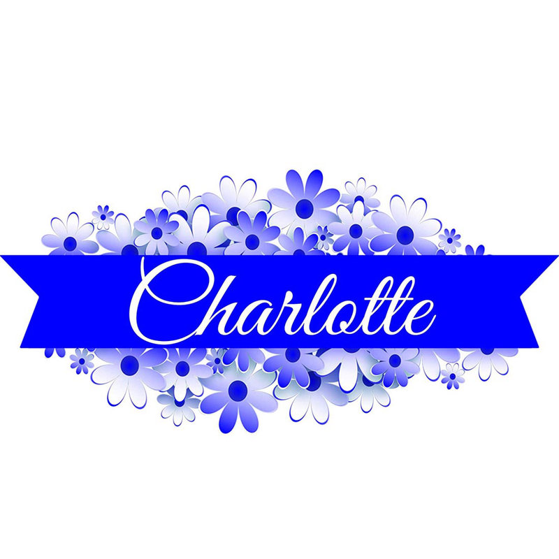Décalcomanie murale nom de fleur personnalisée, Bleu, H 15 po x l 30 po, Oui