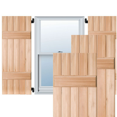 Volet d'extérieur à cinq planches (2 lattes) en bois véritable acajou Sapele (par paire)