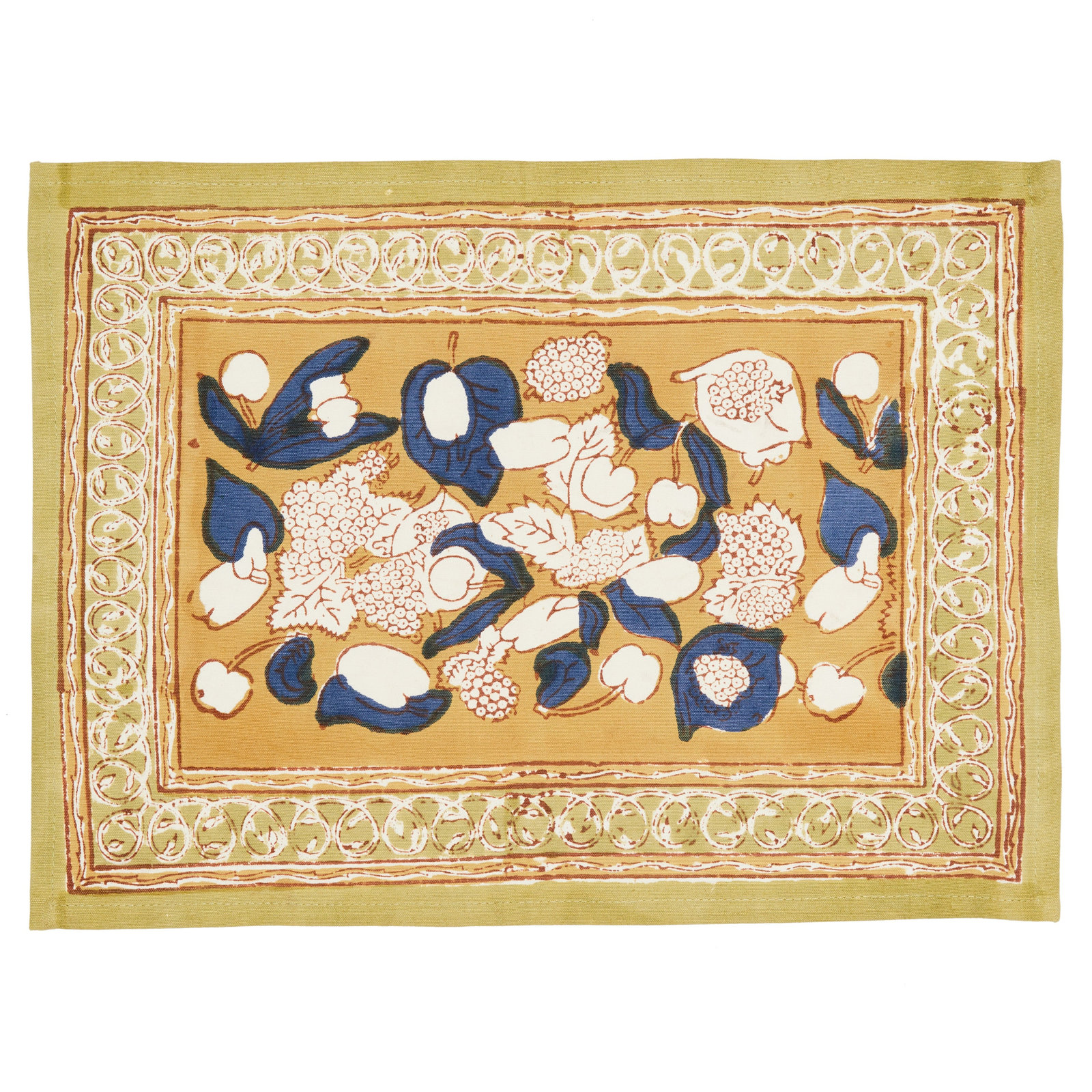 Bryssa 15" W x 18" L Placemat, Mustard/Blue/White