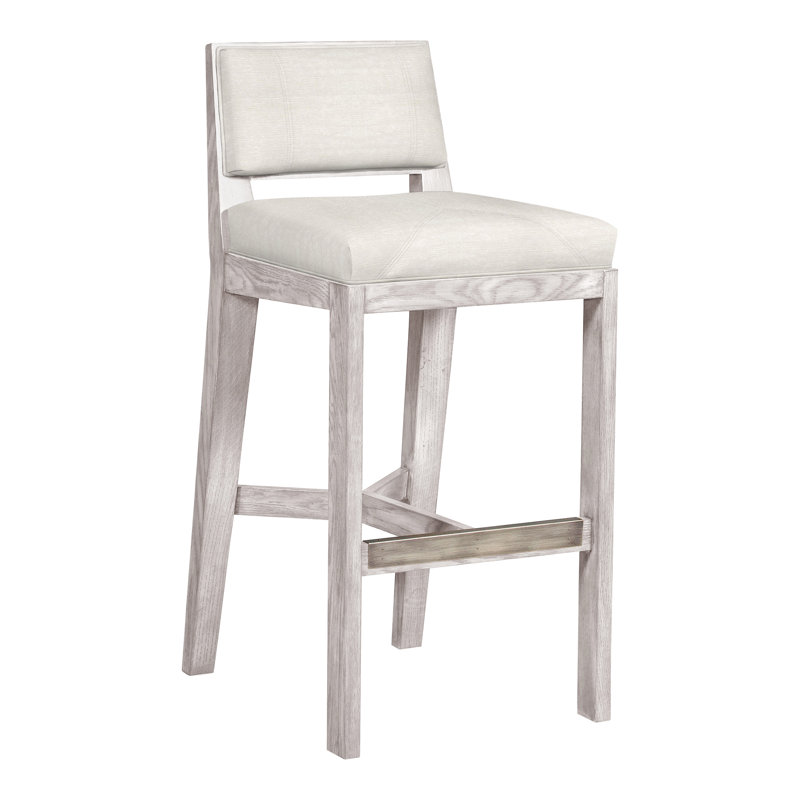 Scoville By Thom Filicia Upholstered Counter Stool with Solid Wood Frame, Dove Gray, Nadia Parchment