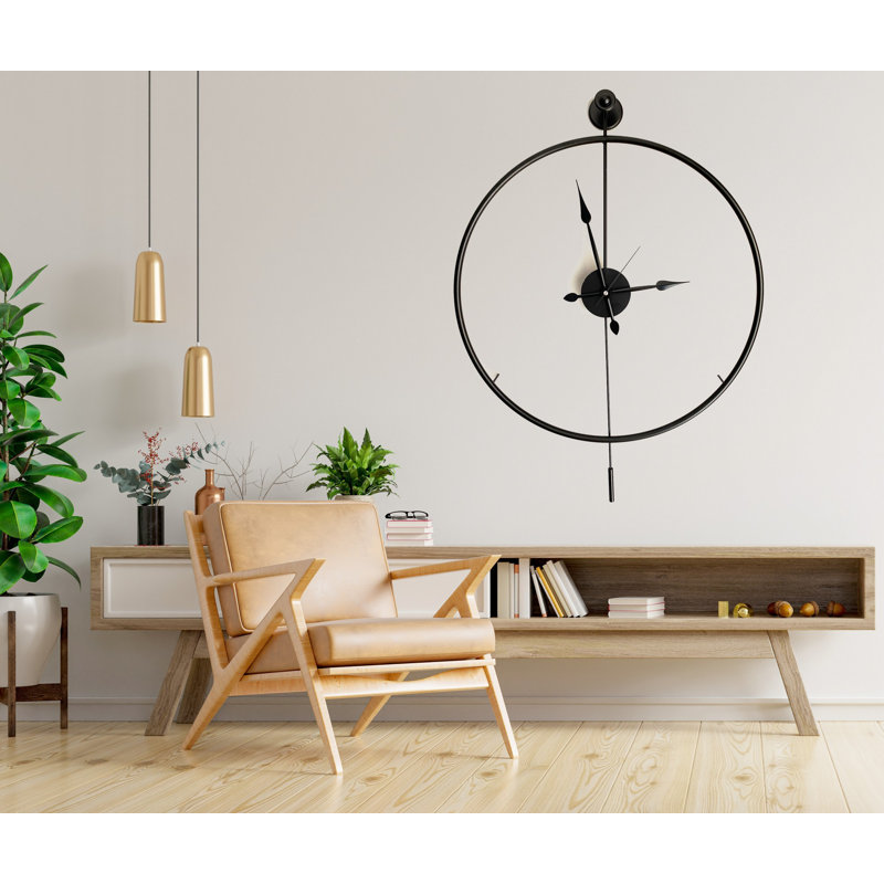 Horloge murale élégante en métal, noire, 22,8 po x 31,5 po x 2,8 po | Fabrication 100% métal, poids léger de 5,5 lb | Parfait pour la décoration intérieure moderne, ajoute style et fonctionnalité à n'importe quelle pièce