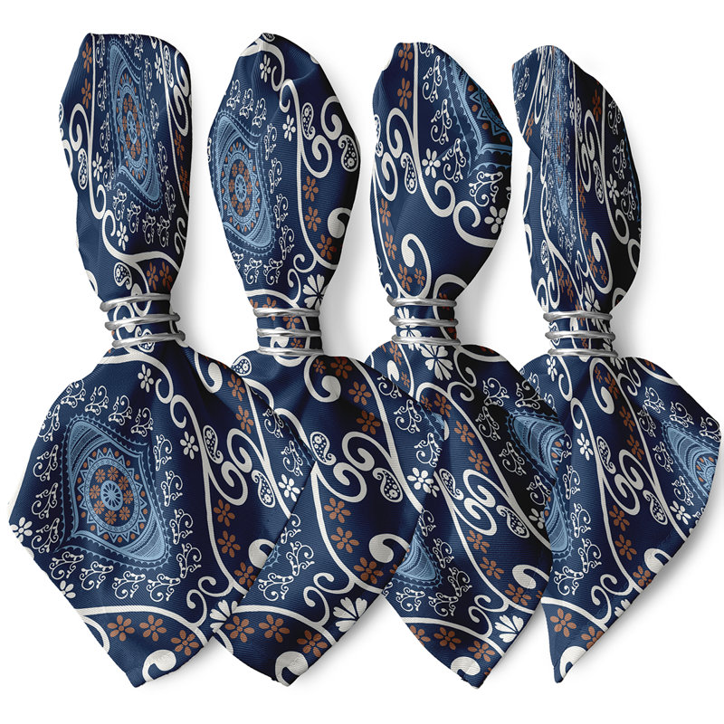 Aulbree Polyester Ikat Square Napkin, Blue