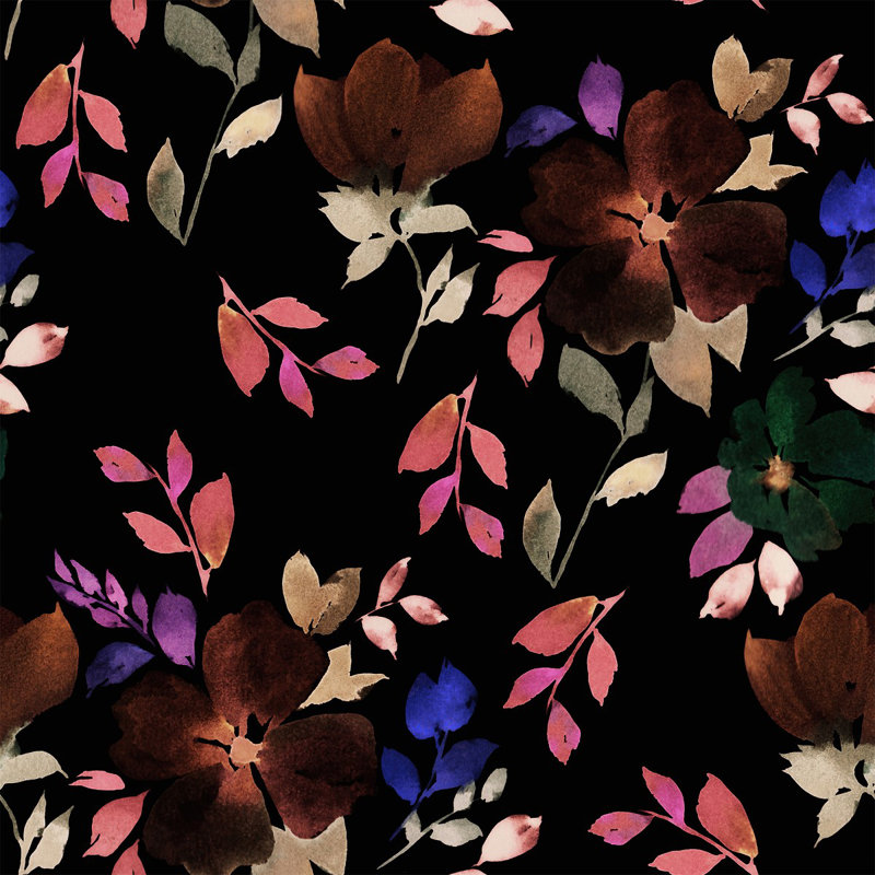 Papier peint foncé avec des feuilles d'automne, L 225 po x l 25 po