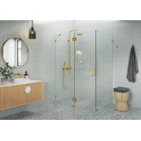 Halo 53 in. x 36 in. x 78 in. 90-degree Fully Frameless Glass Hinged Shower Enclosure