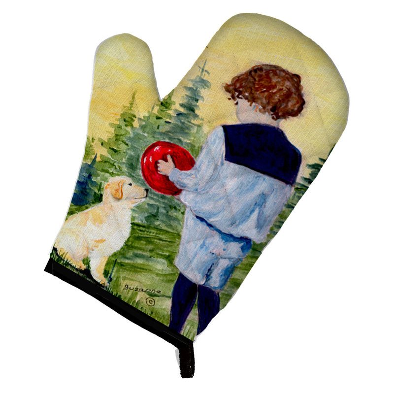 Caroline's Treasures, petit garçon avec son gant Retriever