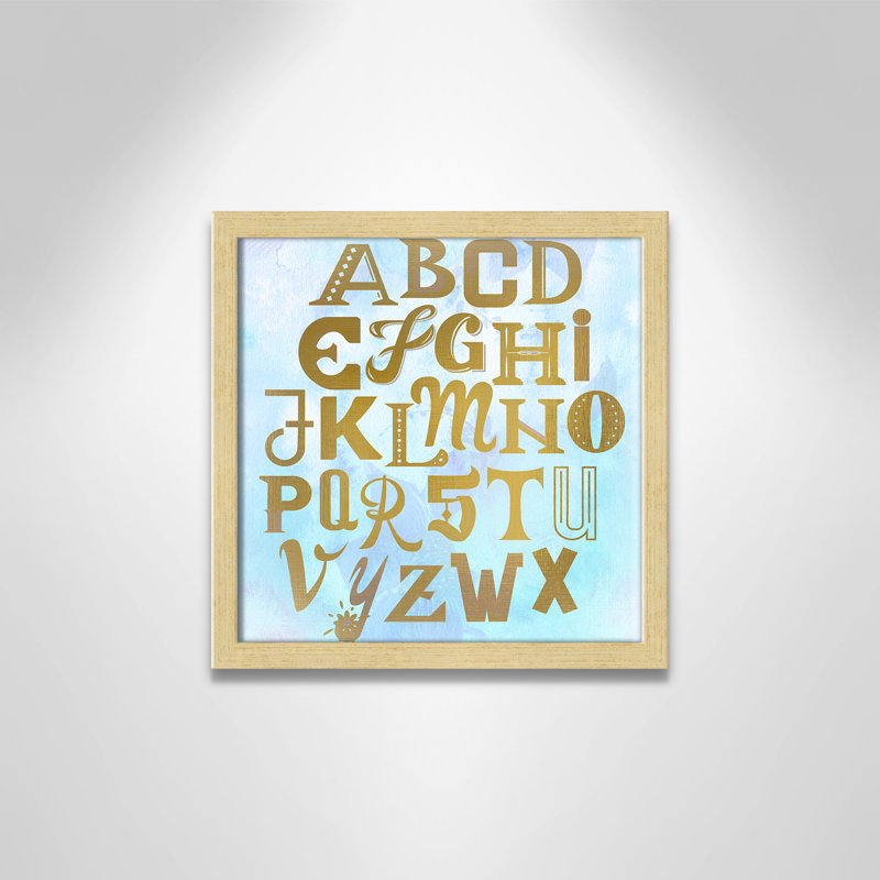 Abc Blue », impression sur papier, Encadré de boîte champagne clair, H 12 po x l 12 po x P 1,18 po
