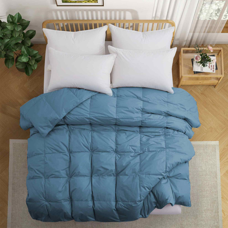 Puredown Selected Organic Cotton Goose Feather Fiber Comforter All Season Duvet Insert, California King Comforter, Navy