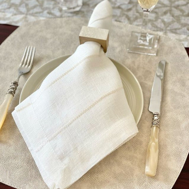 Metallic Thread 22" Napkin, Pearl