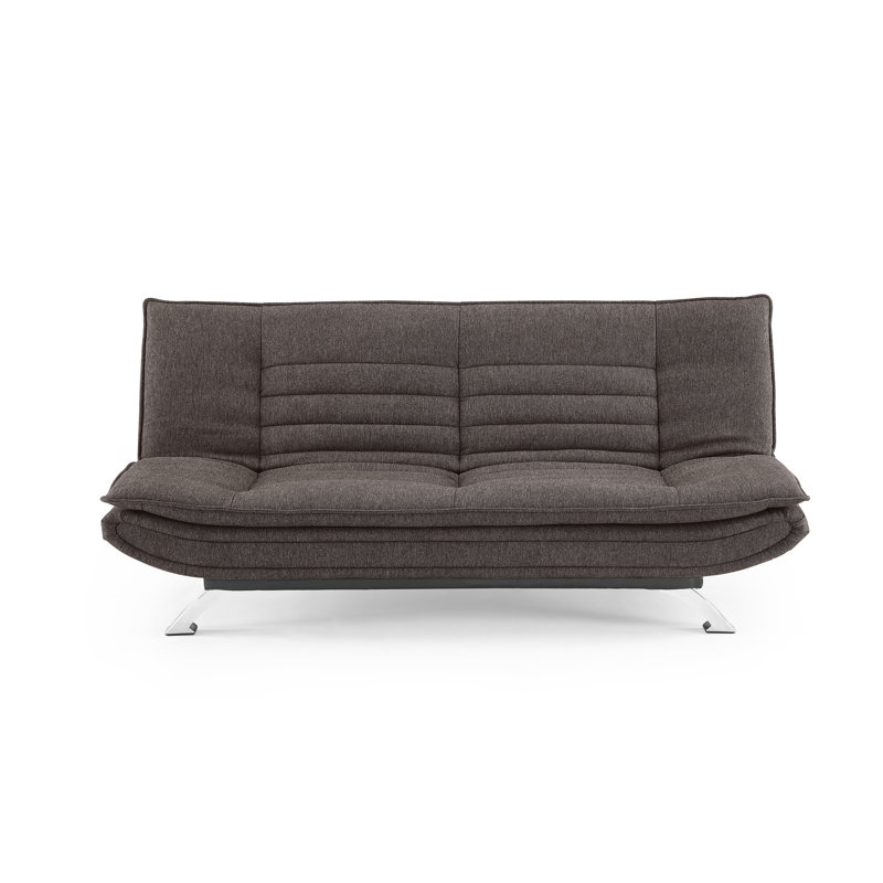 Bridglal 196.1Cm Wide Tight Back Convertible Sofa, Black Polyester Blend