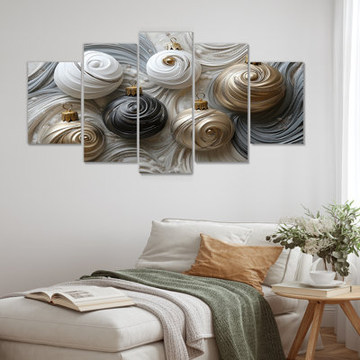 Ensemble de salon art mural blanc et doré