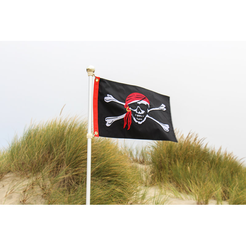 Drapeau Jolly Roger Luster 12 x 18, Rouge / Noir / Blanc