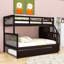 Lit simple superposé au dessus d'un lit double avec lit gigogne simple, tablettes et garde-corps, divisable en 2 lits-477710030