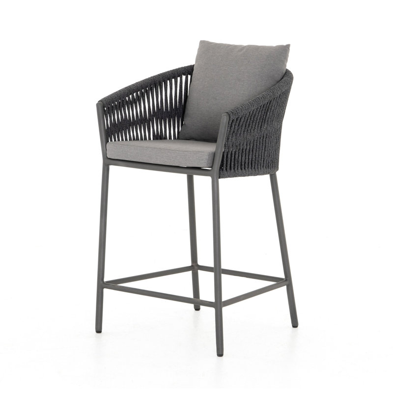 Porto Outdoor Bar Stool, Charcoal, Black, 31.1"