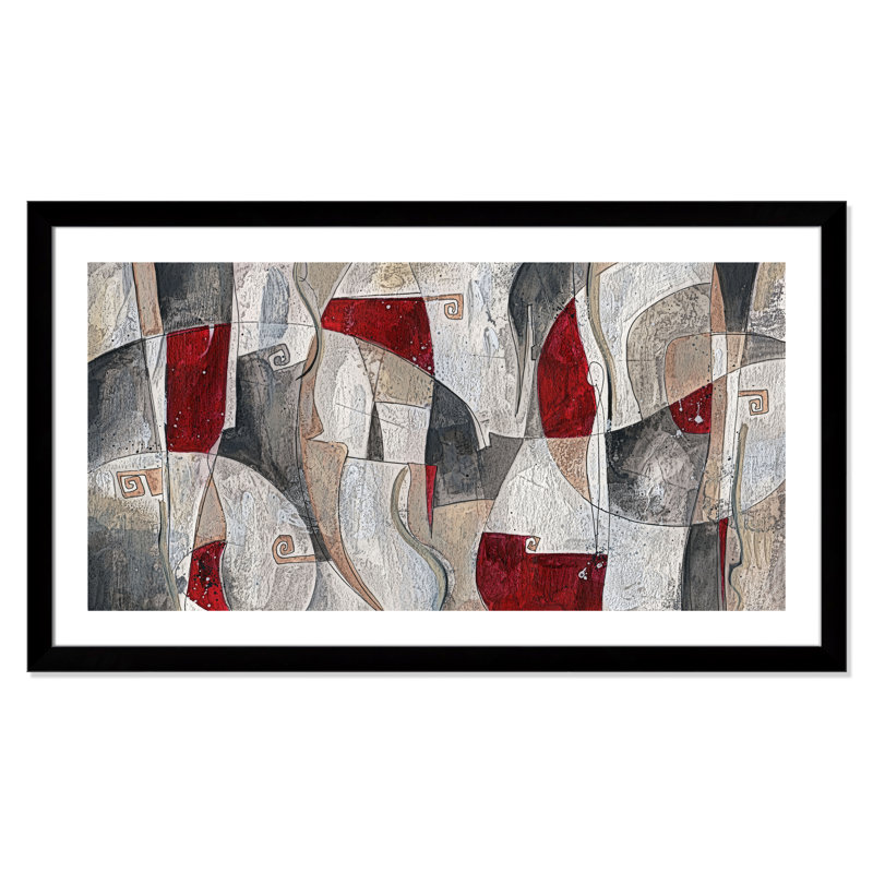 Carmit 'Red Rock' Framed Acrylic Painting Print, 27" H x 47" W x 1.25" D, Matte Black