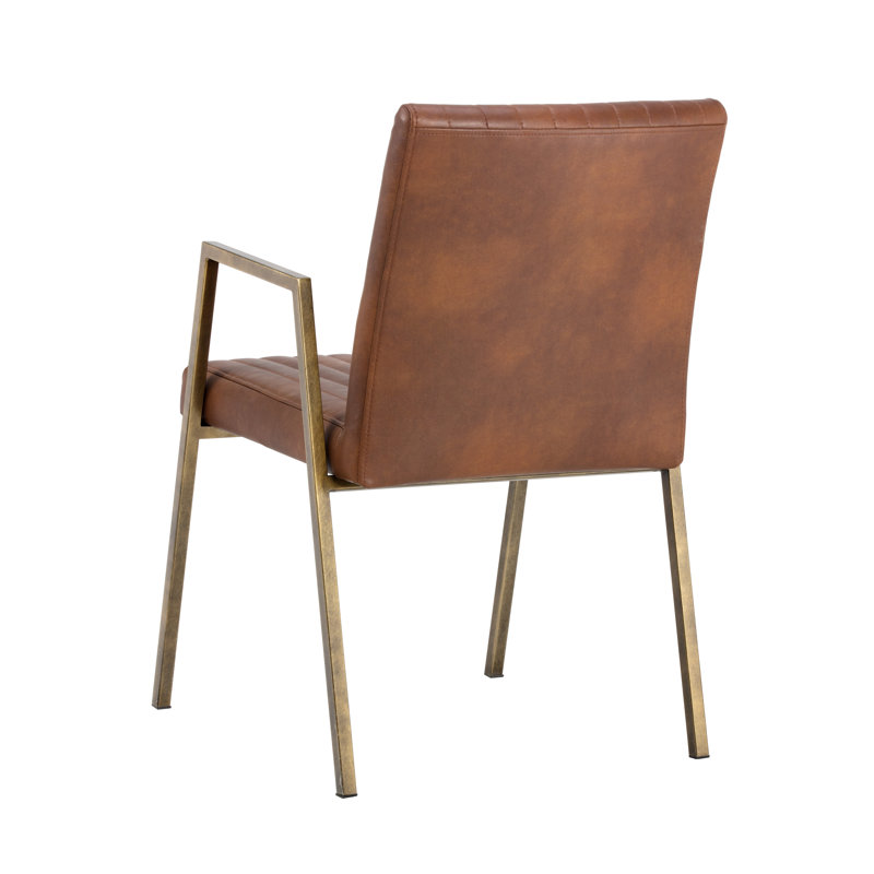 Tufted Armchair, Tan Faux Leather