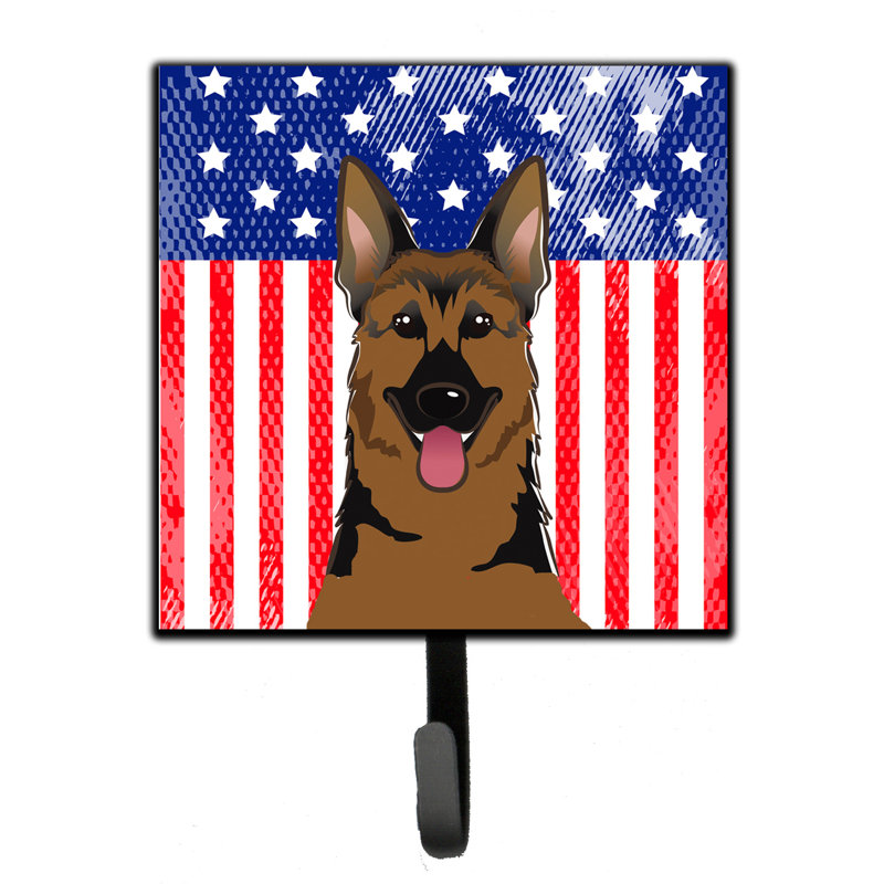 Porte-clés mural Monreal American Flag and Retriever, Bleu / rouge / brun, Berger allemand