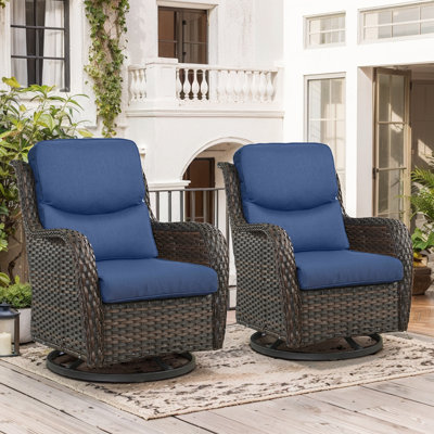 Chaise berçante rotative en osier d'extérieur Koba (ensemble de 2)