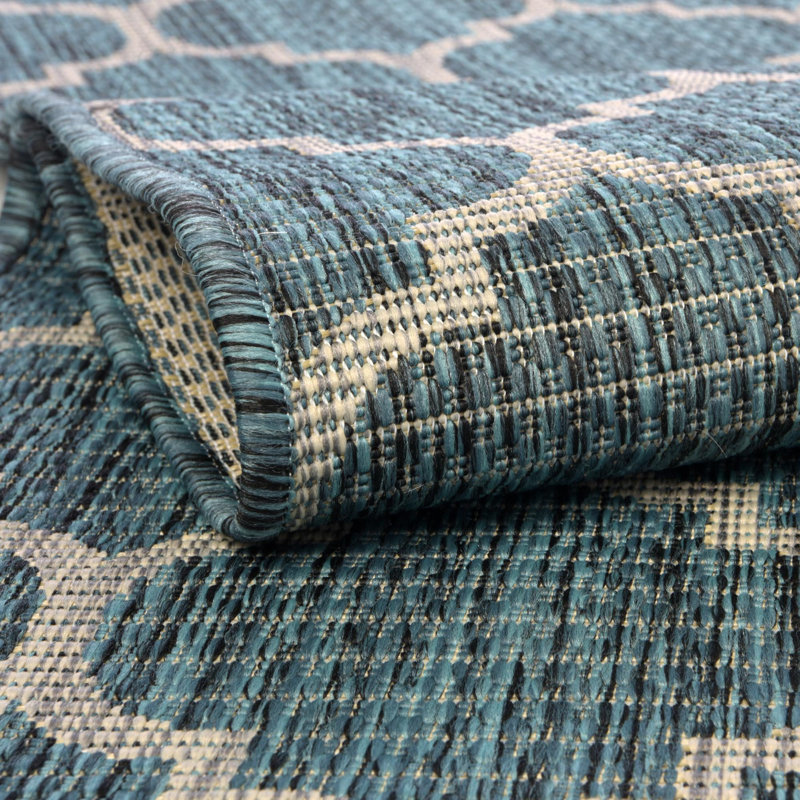 Tapis intérieur / extérieur brun Hampstead, Rond 10 pi 8 po, Blue
