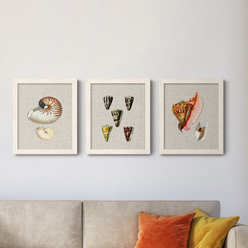 «Cool Gears I», ensemble de 3 peintures sur toile encadrées, Blanc, H 24 po x l 36 po x P 1,5 po