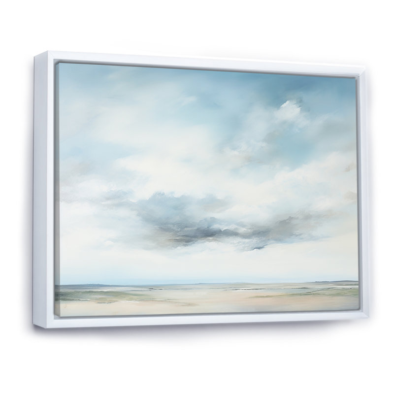 Minimalisme, ciel nuageux paysage III sur toile, Cadre flottant blanc, H 24 po x l 32 po