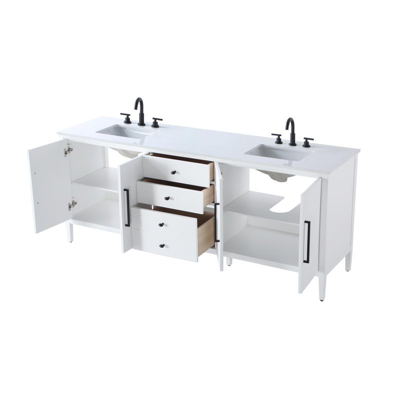 Meuble-lavabo double 84 po, Blanc