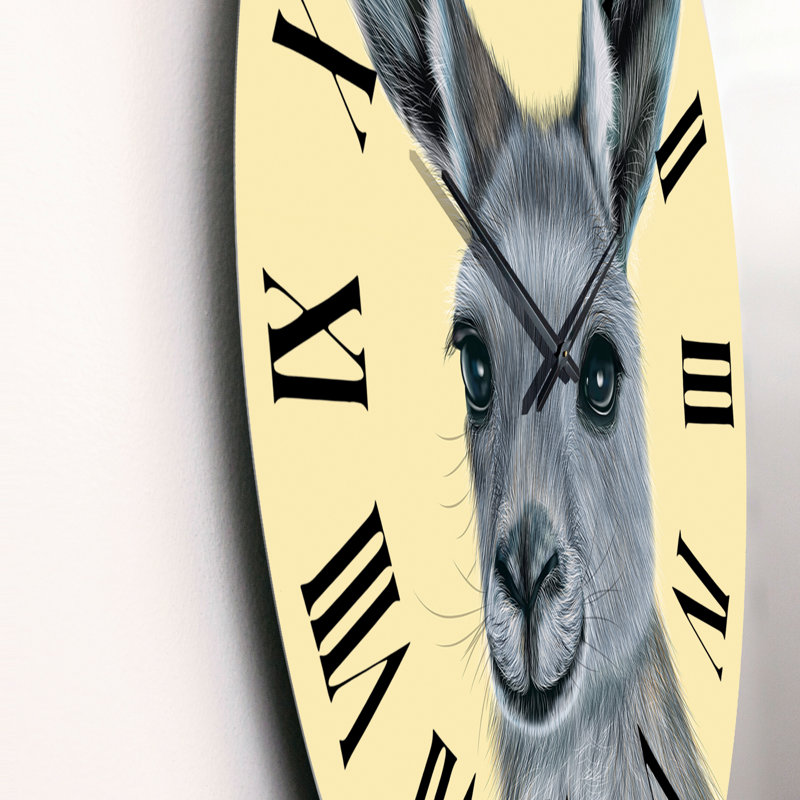 Portrait de kangourou I - Horloge murale traditionnelle, Moyen