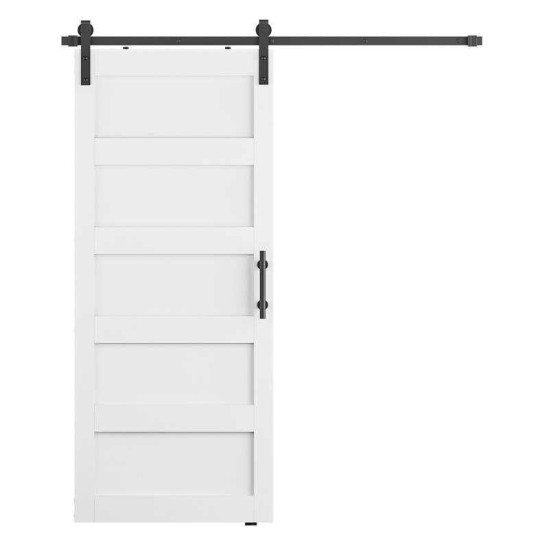 84" Height Panelled Manufactured Wood Barn Door with Installation Hardware Kit, 36" x 84"