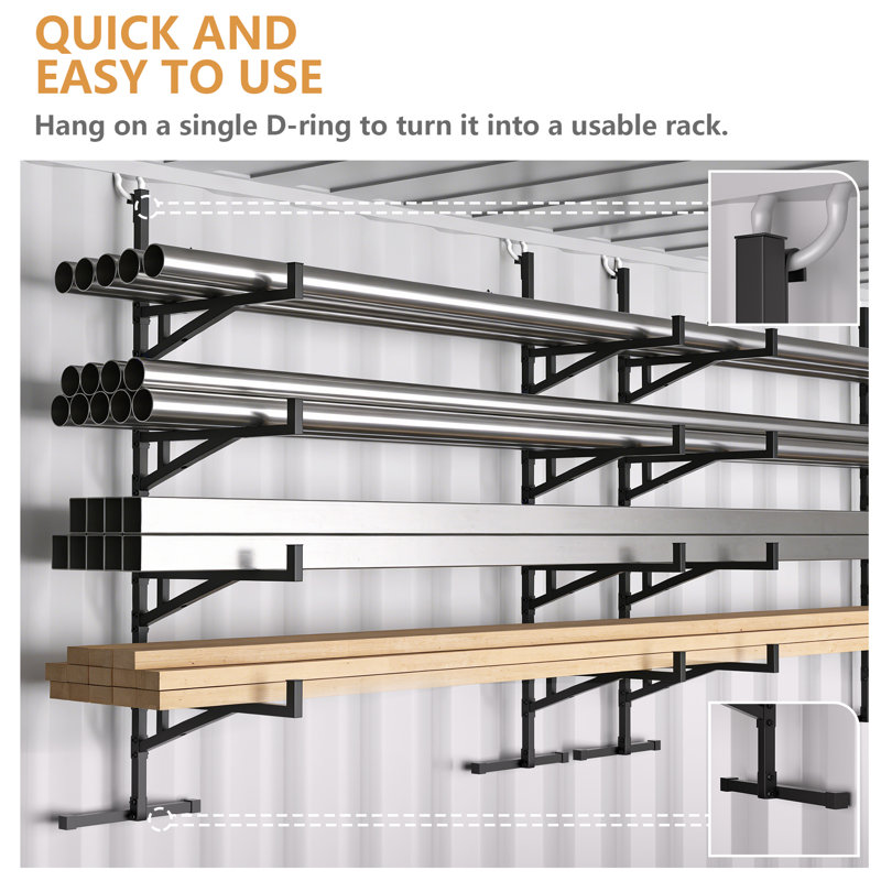4-Pack Heavy-Duty 3-Tier Shipping Container Shelving Brackets, 19.88"D x 66.92"H, 1100 lb Capacity Universal Storage Racks for Freight Containers, Black