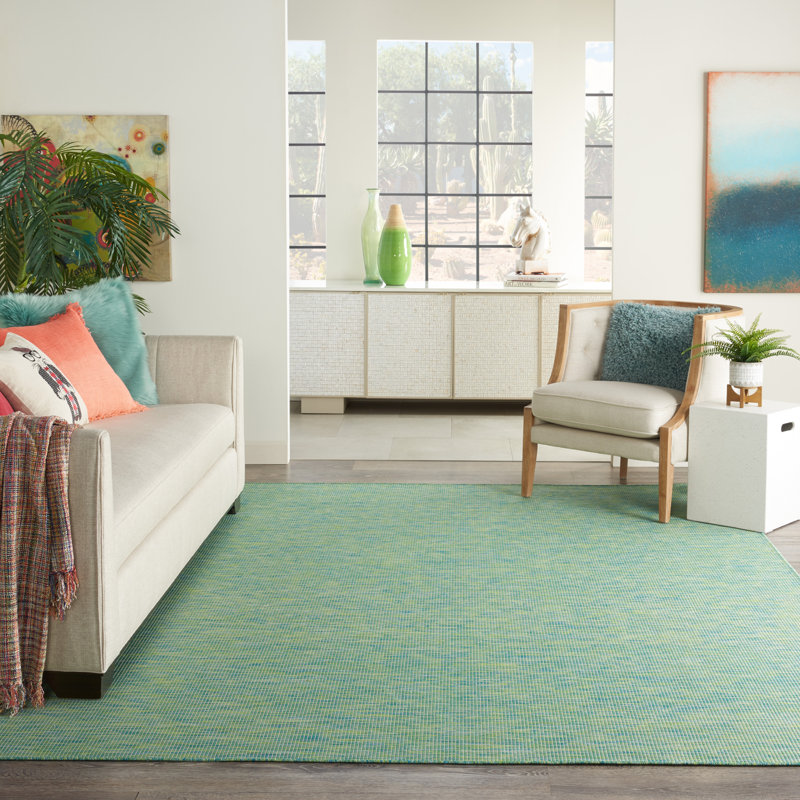 Lillehammer Solid Indoor/Outdoor Area Rug, Rectangle 9' x 12', Green