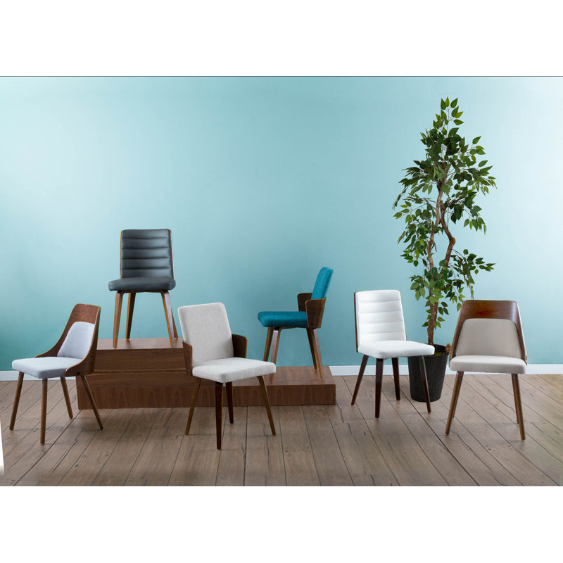 Chaise d'appoint rembourrée en bois massif Hassen, Gris