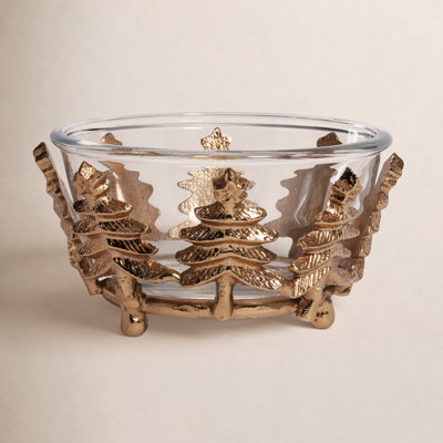 Aayza Glass and Metal Serving Bowl