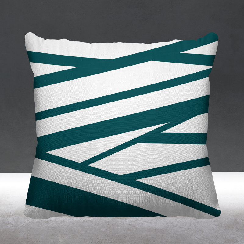 Coussin décoratif intérieur / extérieur Risley Minimalist, Vert, H 17 po x l 17 po, Carré