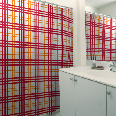 Plaid Shower Curtain and Liner Included