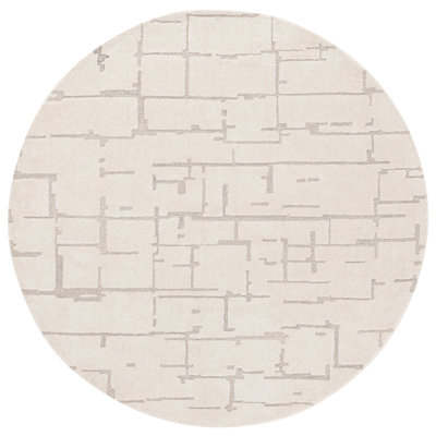 Dizdar Ebony Hand Tufted Wool/Cotton Abstract Rug in Ivory/Gray