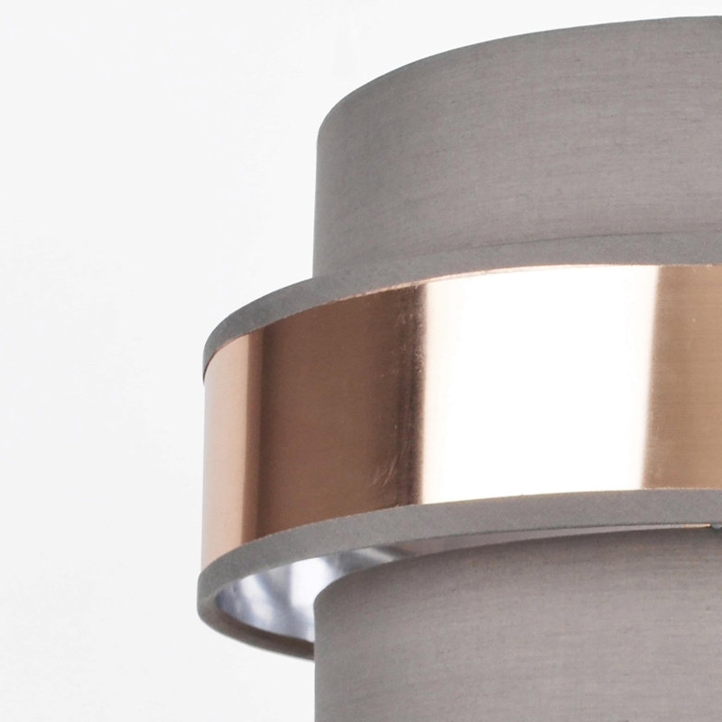 20cm H Cotton Drum Pendant Shade, Grey/Brushed Copper