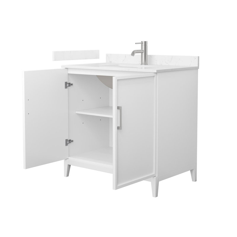 Elan 36'' W Vanity, Brushed Nickel, White, Carrara Cultured Marble
