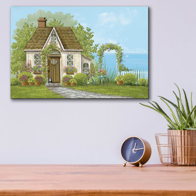  «Cottage By The Sea» par Tanya Nyp, art mural en verre acrylique, 16 po x 12 po