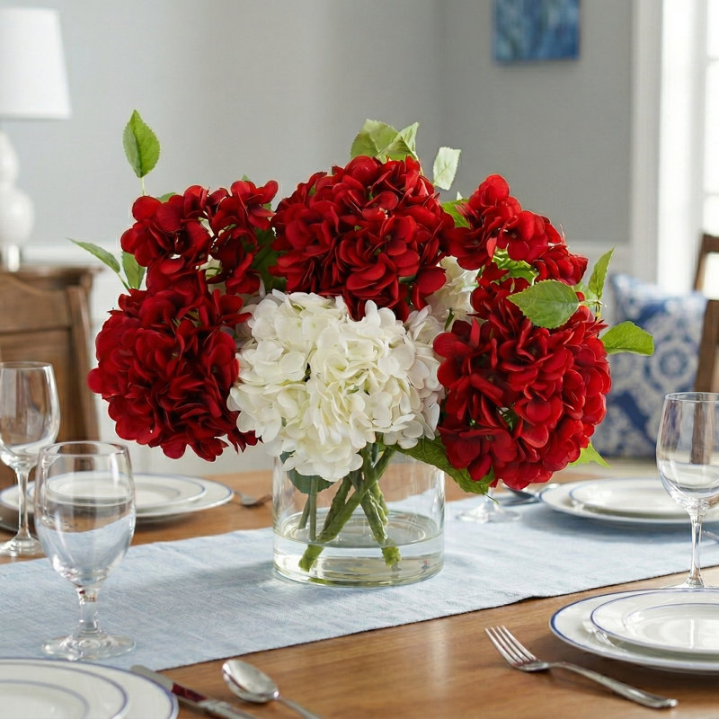 Hydrangeas in Glass Vase