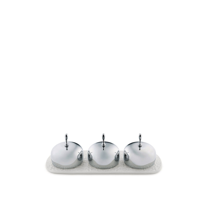 Elegant White Porcelain and Stainless Steel Jam Tray